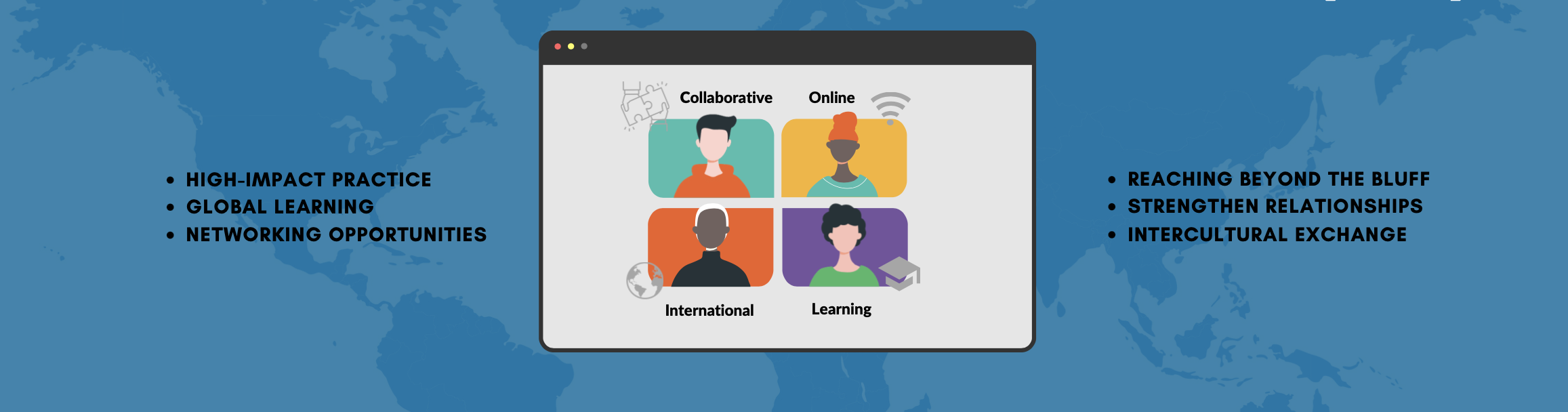 COIL advertisement with people and text on blue map backdrop